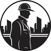 Construction Prodigy Architect Icon Design Blueprint Genius Black Architect Man Icon vector