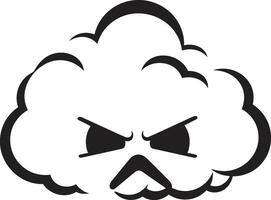 Stormy Vortex Angry Cartoon Cloud Icon Riled Tempest Vector Angry Cloud Design