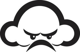 Fuming Squall Black Cartoon Cloud Icon Seething Nimbus Angry Cloud Logo vector