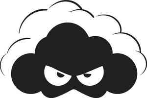 Tempest Fury Black Cartoon Cloud Logo Raging Nimbus Angry Vector Cloud Icon