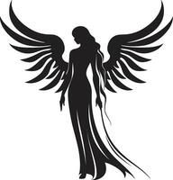 Angelic Aura Vector Winged Symbol Serene Beauty Black Angel Emblem