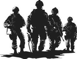 soldado s vanguardia negro fuerza logo estratégico batallón armado efectivo negro emblema vector