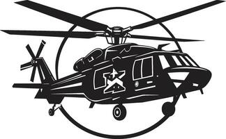 Tactical Rotorcraft Black Emblematic Design Militant Huey Vector Army Chopper Symbol