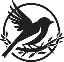 Feathered Nesting Vector Bird Icon Nest Creator Black Bird Emblem