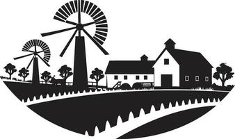 Harvest Retreat Black Vector Logo for Agriculture Farmstead Sanctuary Agricultural Farmhouse Emblem