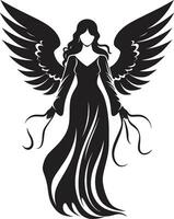 Angelic Beauty Black Wings Icon Design Celestial Grace Angel Wings Emblematic Icon vector