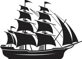 Historical Odyssey Ancient Ship Emblem Antique Vessel Black Ship Logo Icon vector