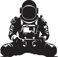 Space Explorer Astronaut Emblematic Vector Cosmic Journey Black Astronaut Logo Icon