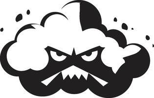 Raging Fury Angry Cloud Logo Design Thunderous Nimbus Cartoon Cloud Black Icon vector