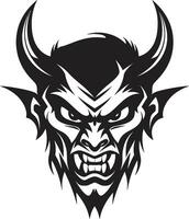 Diabolic Fury Vector Black Logo of Devil s Fiendish Face Hellish Grin Aggressive Devil s Face Logo Design