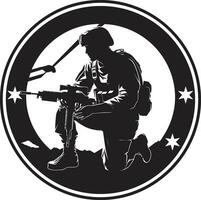 militante precisión armado efectivo emblema diseño guerrero valor negro vector soldado logo