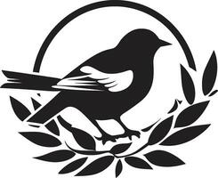 Feathered Nesting Vector Bird Icon Nest Creator Black Bird Emblem