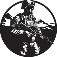 Defensive Protector Black Soldier Icon Militant Vigilance Armyman Vector Design