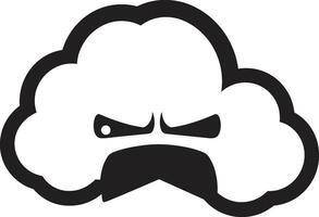 Riled Nimbus Vector Angry Cloud Icon Fuming Squall Black Angry Cloud Design