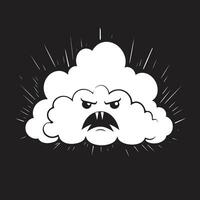 Furious Nimbus Black Cloud Character Design Raging Thunderhead Angry Cloud Emblem vector