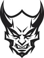 diabólico rabia agresivo diablo s cara en vector iconografía infierno s mirada negro logo simbolizando agresivo diablo s rostro