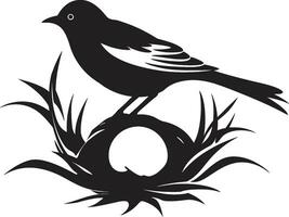 Avian Artistry Black Nest Logo Design Weaver s Wings Vector Nest Symbol