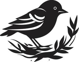 Feathered Nesting Vector Bird Icon Nest Creator Black Bird Emblem