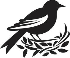 Flight Nest Black Bird Logo Icon Winged Craftsman Vector Nest Emblem