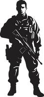 combatiente vigor vector hombre del ejército emblema heroico resolver negro armado soldado logo diseño