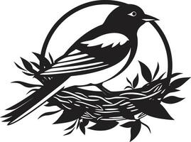 Nest Weaver Vector Icon Design Flight Nest Black Bird Logo Icon