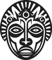 Timeless Tradition African Tribal Mask Vector Symbol Spiritual Roots Vector Black Icon of Tribal Mask