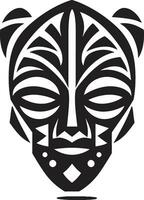Sacred Heritage Tribal Mask Vector Icon Ethnic Echoes Black Icon of African Mask