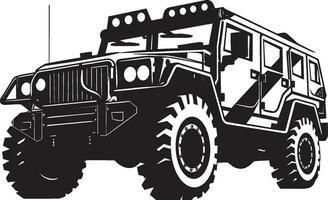 combate crucero Ejército vehículo vector logo táctico transporte negro icónico 4x4 emblema