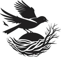 Nest Creator Black Bird Emblem Avian Assembler Vector Nest Design