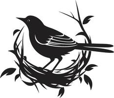 Nest Weaver Vector Icon Design Flight Nest Black Bird Logo Icon