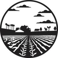 campo esencia agrícola casa de Campo vector rústico retirada negro vector logo para país vivo