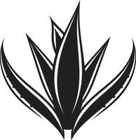 botánico frescura áloe vera negro logo icono curación armonía negro áloe vector diseño