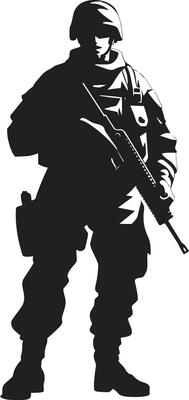 Warrior Stalwart Armed Military Emblem Guardian Valor Black Armyman Icon Design