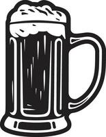 Frothy Pint Black Beer Glass Icon Barrel Brew Vector Beer Emblem