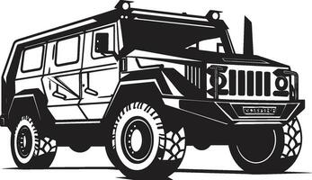 guerrero s paseo Ejército 4x4 emblemático icono guardián vagabundo negro Ejército transporte logo vector