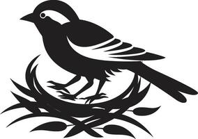 Feathered Nesting Vector Bird Icon Nest Creator Black Bird Emblem