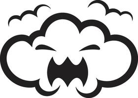 Stormy Rage Vector Angry Cloud Character Sullen Thunderhead Black Cloud Cartoon Icon