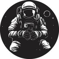 Zero Gravity Trailblazer Black Space Logo Interstellar Pathfinder Astronaut Helmet Icon vector