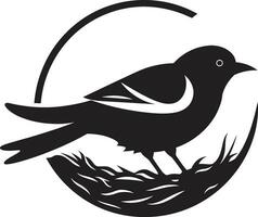 tejedor s alas vector nido símbolo nido genio negro pájaro emblema