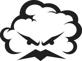 tempestad rabia enojado vector nube emblema furioso chubasco negro dibujos animados nube personaje