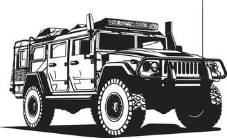 estratégico crucero 4x4 vector emblema defensivo expedición militar vehículo icono