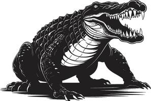 Mystic Scale King Black Alligator Icon Design River Guardian Alligator Vector Emblem