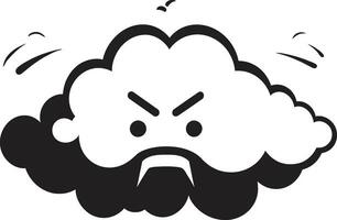 Menacing Thunderhead Angry Cloud Icon Design Furious Cumulus Vector Angry Cloud Emblem