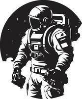 interestelar pionero astronauta casco icono orbital aventurero vector astronauta símbolo