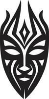 Ritualistic Threads Black Logo Tribal Mask Spiritual Echo Vector Icon of African Mask