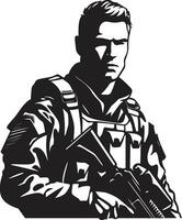 Militant Sentinel Vector Military Symbol Battle Ready Vigilance Black Soldier Design