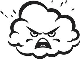 Stormy Wrath Angry Cloud Character Logo Raging Gale Angry Vector Cloud Icon