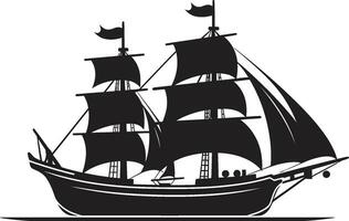 Aged Sails Vector Ancient Ship Design Mythical Journey Black Ship Emblem