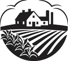 Rural Radiance Black Emblem Design Farmstead Vista Vector Farmhouse Logo