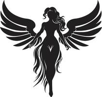 Serene Presence Winged Angel Symbol Radiant Ethereal Vector Angel Emblem